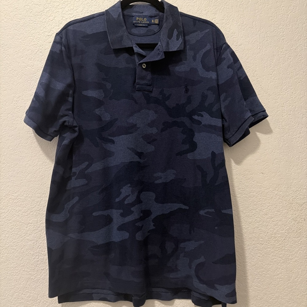 Polo Ralph Lauren Navy Camouflage Classic Fit Polo - Blue Camo Men's XL - Picture 5 of 10